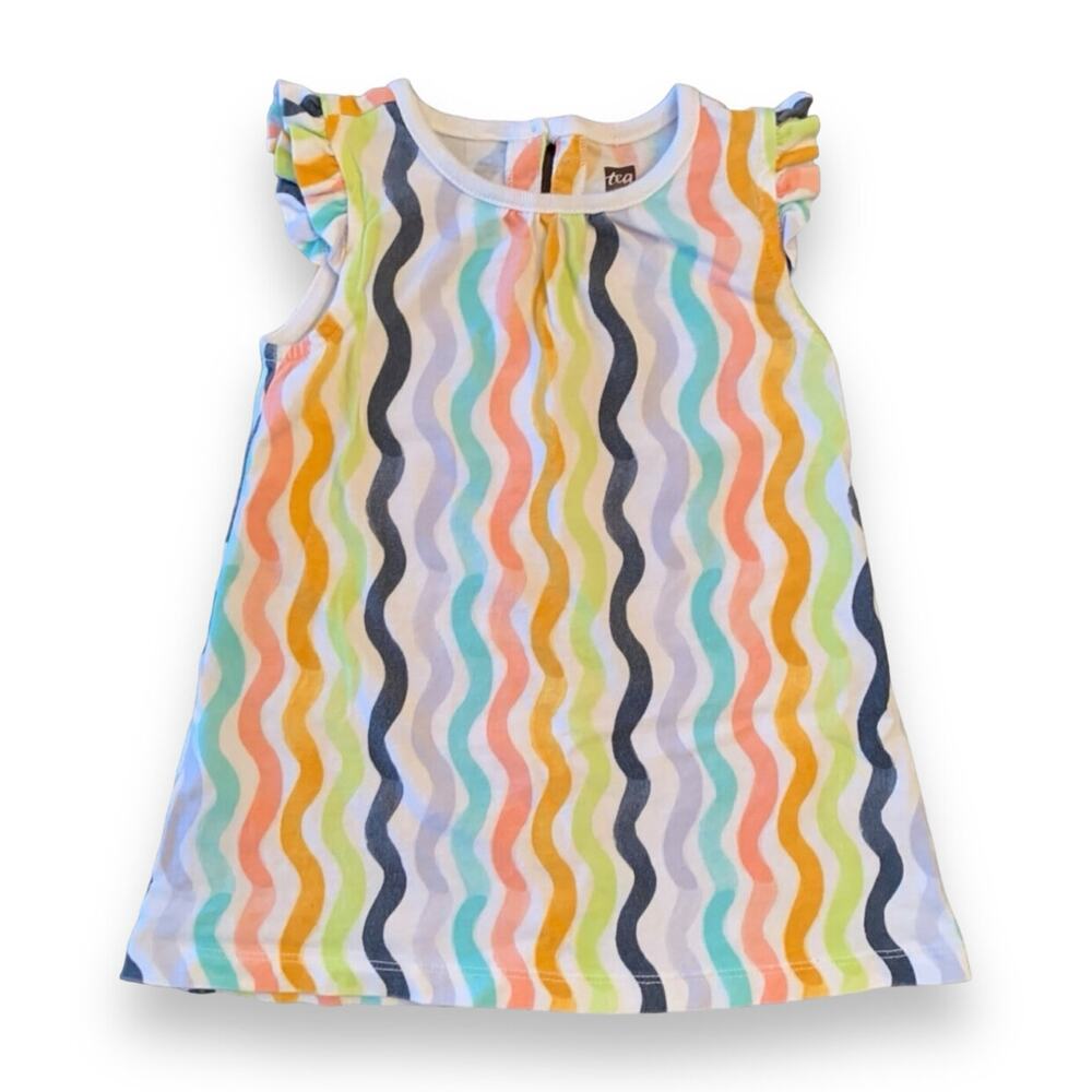 Tea Collection Ruffle Sleeve Rainbow Dress. 12-18 Months.
